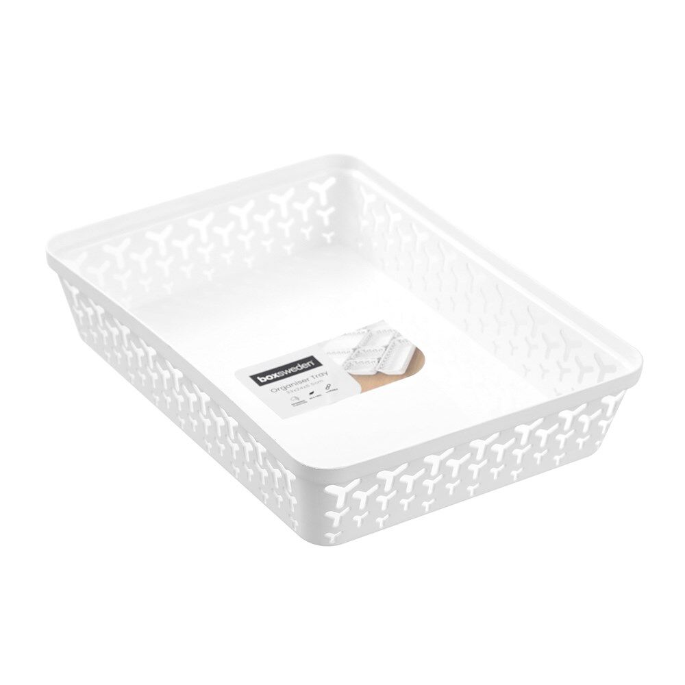 Boxsweden Star Organiser Tray Versatile Sleek Rectangular 33x24x6.5cm White (12 Pack) — image 2