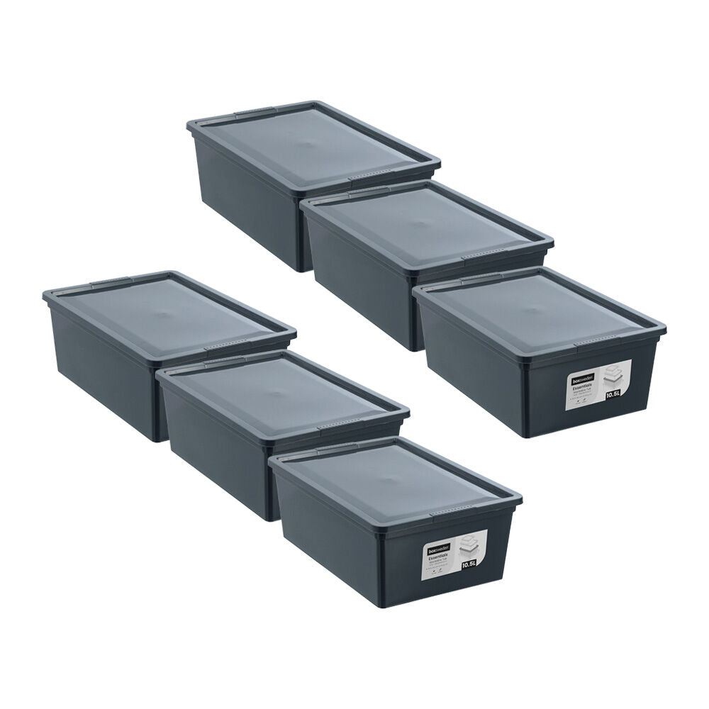 Boxsweden Essentials Storage Organiser Stackable Tub/Box 10.5L/36x26 Assrtd (6 Pack)