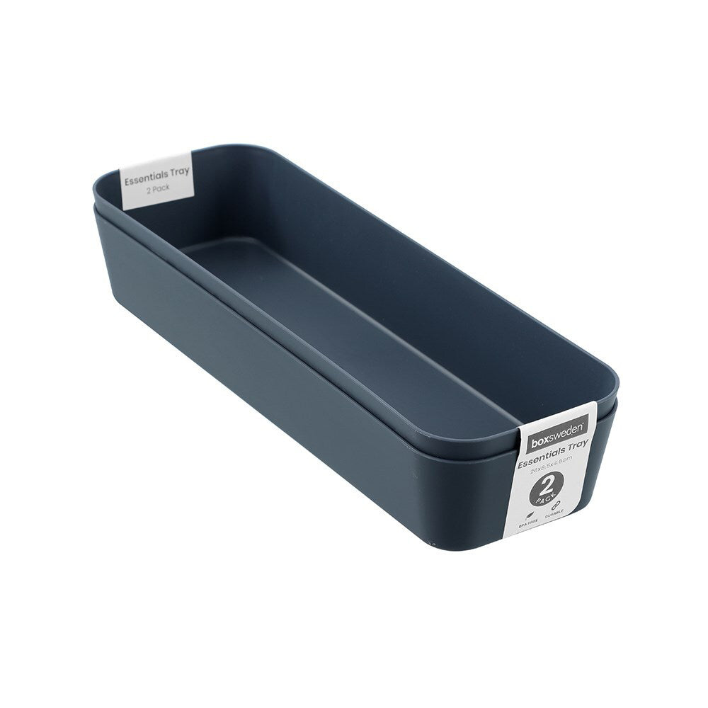 Boxsweden Essentials 26x8.5cm Sort Tray Organiser Storage Rectangle Assorted (2 Pack)