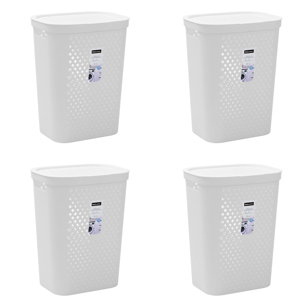 Boxsweden Diamond 56L Laundry Basket Dirty Clothes Hamper Storage Assorted (4 Pack)