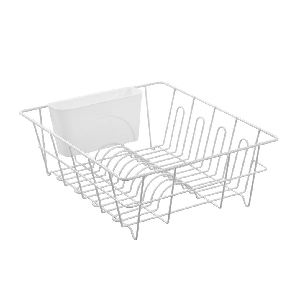 Boxsweden Lightweight Wire Dish Rack with Cutlery Holder 37x33x13.5cm White