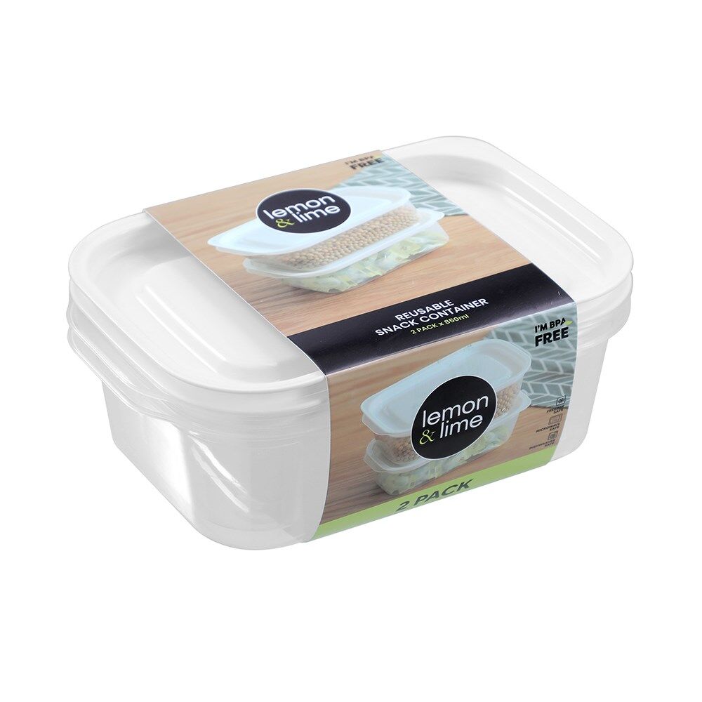Lemon and Lime Lemon & Lime Reusable Lunch/Snack Container Portable Rectangular 850ml (2 Pieces) — image 2