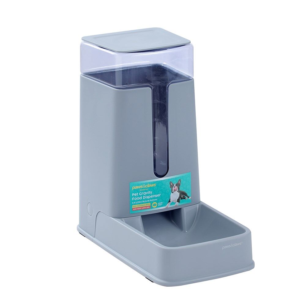 Paws and Claws 3.4L/28.5x16.5x31cm Clear Gravity Pet Fresh Food Dispenser