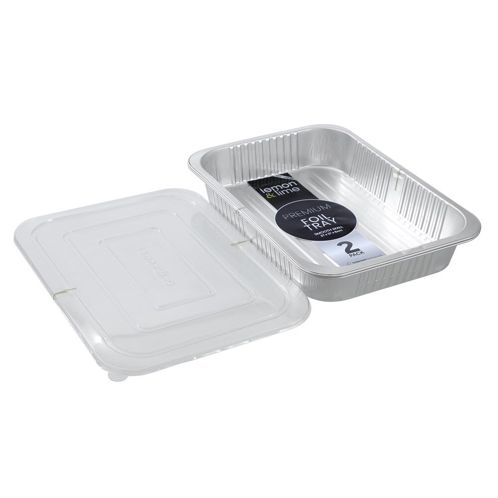 Lemon and Lime Premium Aluminium Foil Container With Clear Lids 37x27x6cm (2 Pieces) — image 2