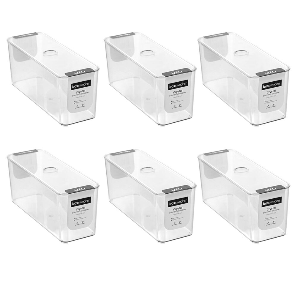 Boxsweden Cystal Cosmetics Storage/Container for Bathroom 22x9x10cm Clear (6 Pack)