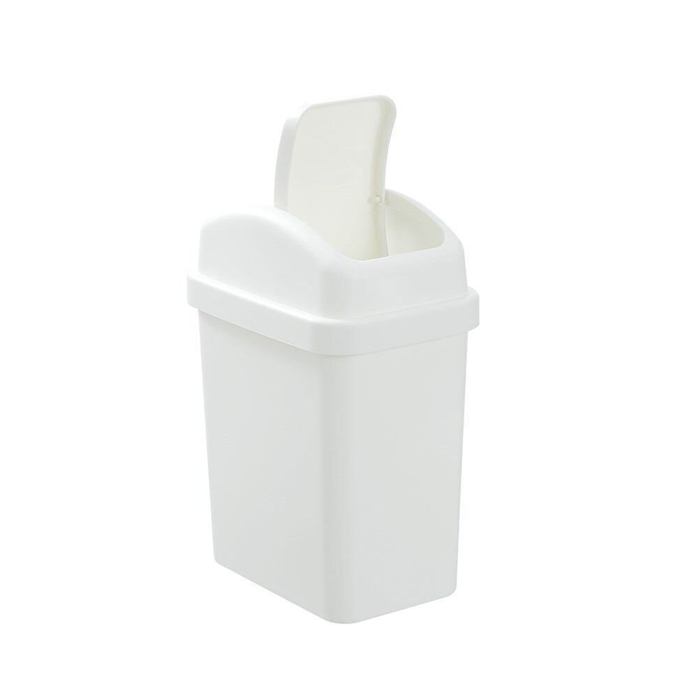 Boxsweden 6L White Durable Slim Line Rubbish Bin w/ Swing Lid — image 2