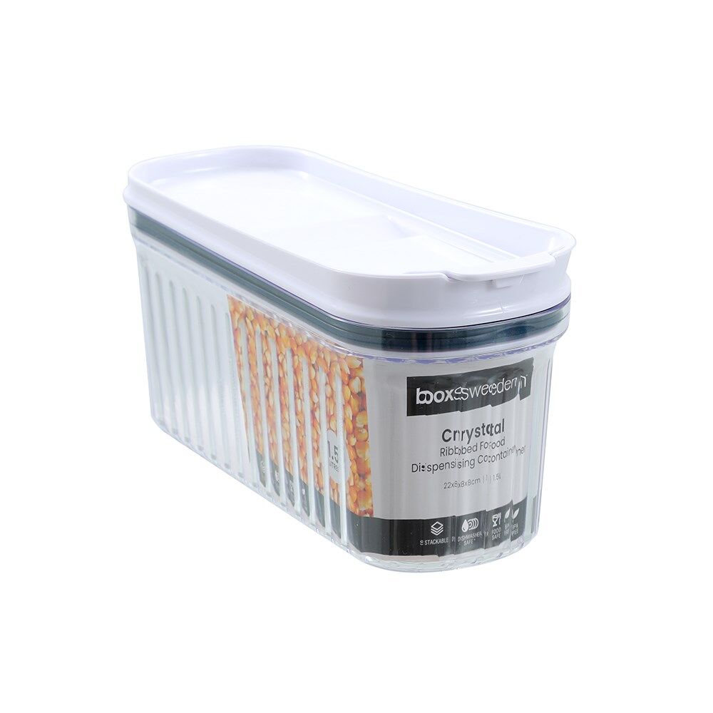 Lemon and Lime 1.5L/22x8x8cm Crystal Ribbed Food Dispensing Container Assorted
