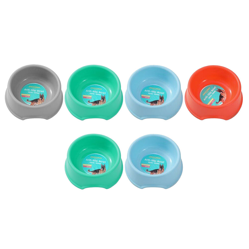 Paws and Claws Pet Essentials Anti Slip Bowl 800mL/20cm Assorted (6 Pack)