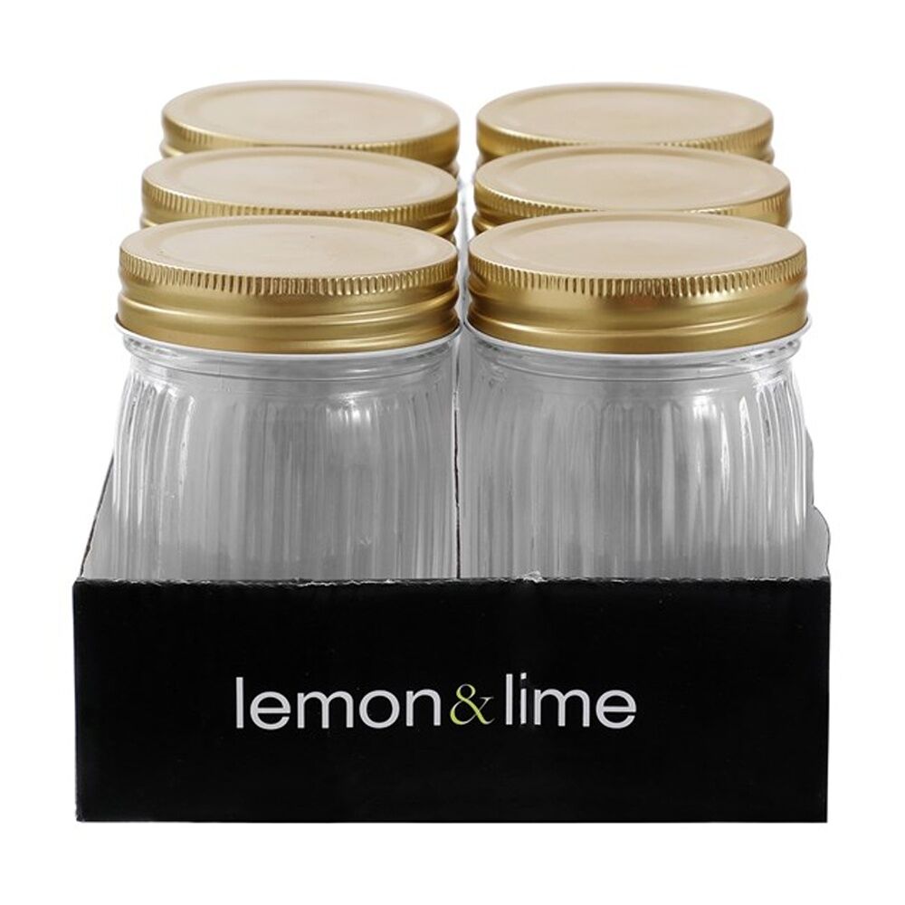 Lemon and Lime 6pc Lemon and Lime Roma Ribbed Conserve Jar 300ml Food Safe Kitchenware (8 Pack) — image 5