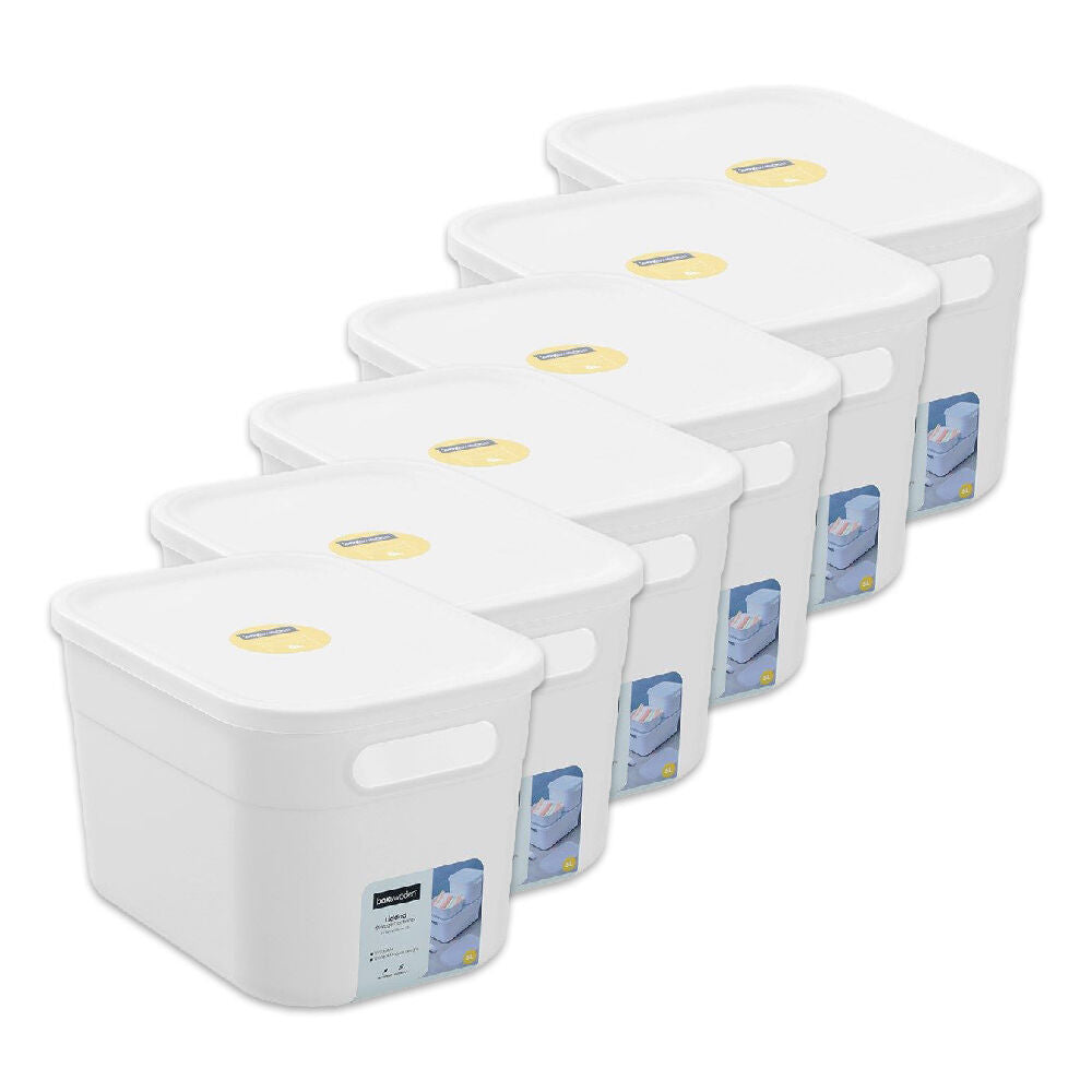 Boxsweden Stackable Durable Storage Container with Lid 24.5cm 5L (6 Pack)