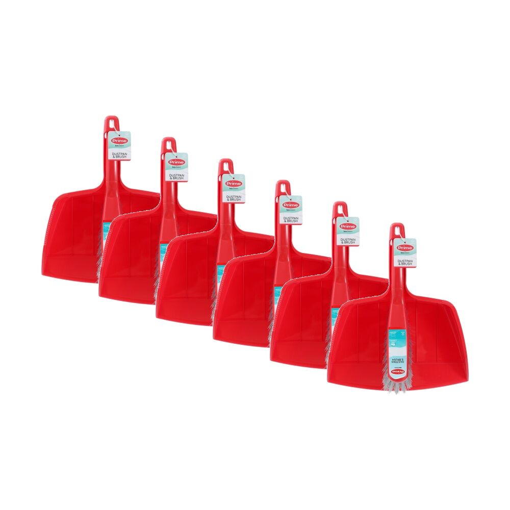 Boxsweden Prime Dustpan & Brush Comfort Grip Handle for Cleaning Assorted (6 Pack)