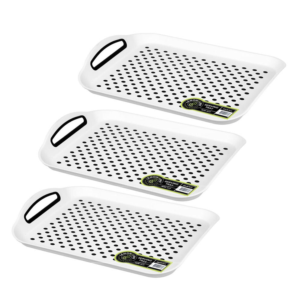 Lemon and Lime 40cm Serving Tray Rectangle Food Storage w/ Handles Assorted (3 Pack)