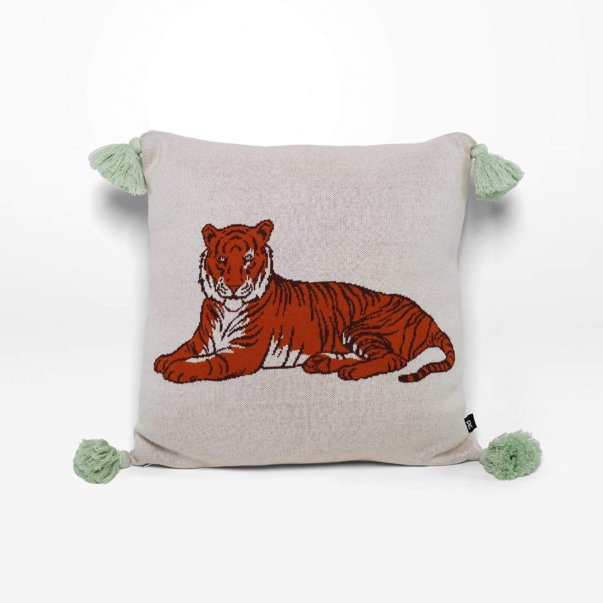 Rayell Kids Lounge/Bed Cushion Tiger Print Natural Cream 45x45cm Home Decor