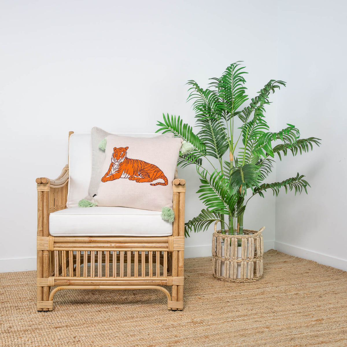 Rayell Kids Lounge/Bed Cushion Tiger Print Natural Cream 45x45cm Home Decor — image 4