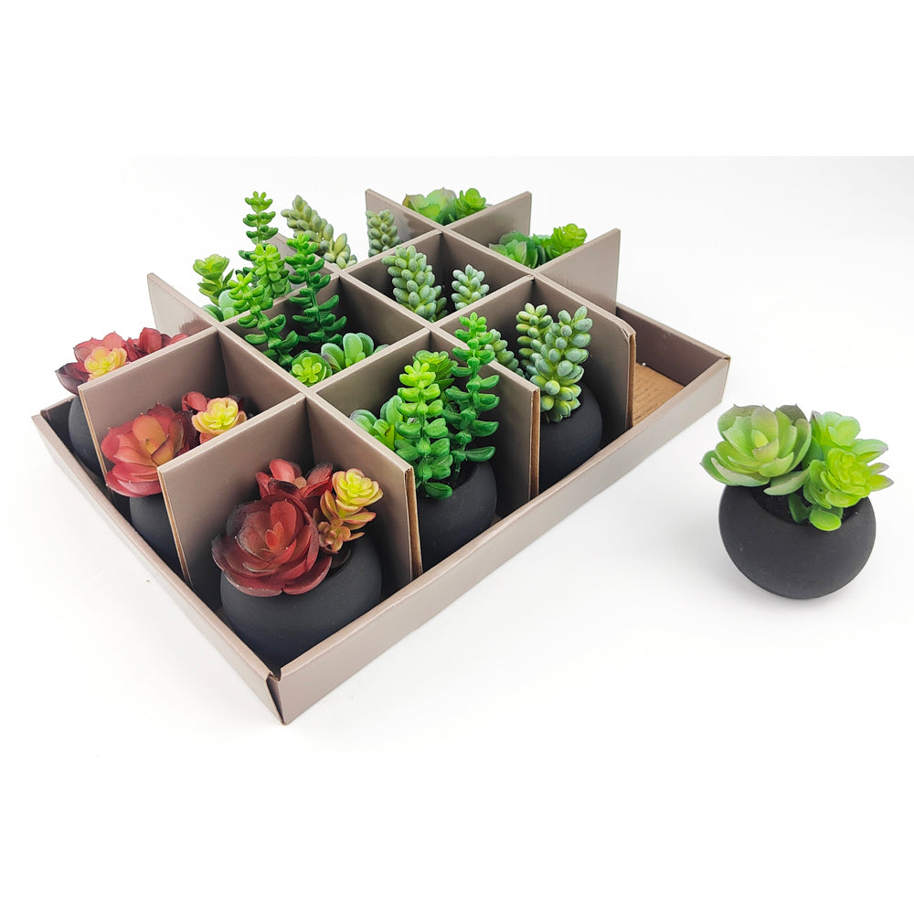 Urban 11cm Mini Potted Succulents Set Artificial Plant Indoor Decor Green (12 Pieces) — image 3