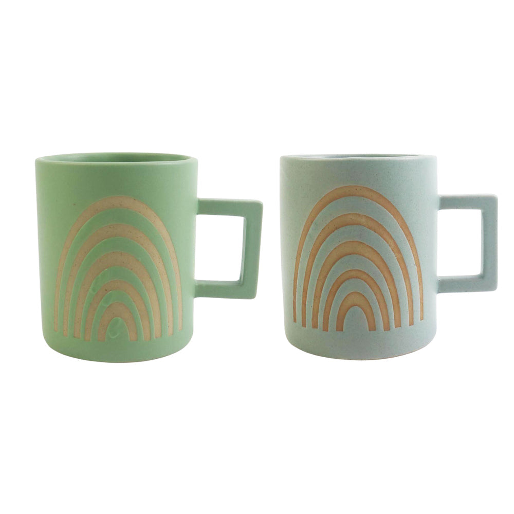 Urban 10cm Shae Rainbow Ceramic Mug Coffee/Tea Home Drinking Cup Green/Blue (2 Pieces)