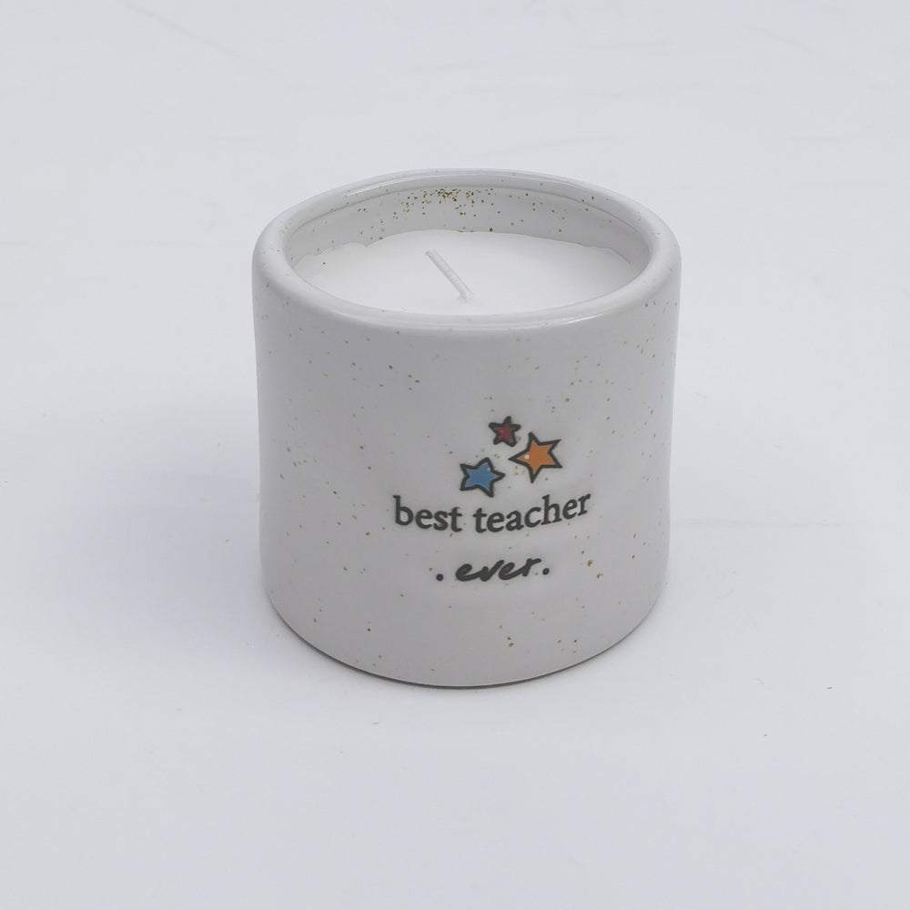 Urban Best Teacher Ever Candle White 7cm Keepsake Present Ceramic Jar/Pot — image 2