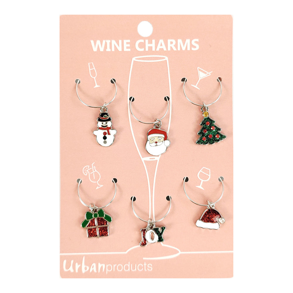 Urban Christmas 4cm Metal/Enamel Wine Drink Charms Ring Marker/Tag Accessory (6 Pieces)