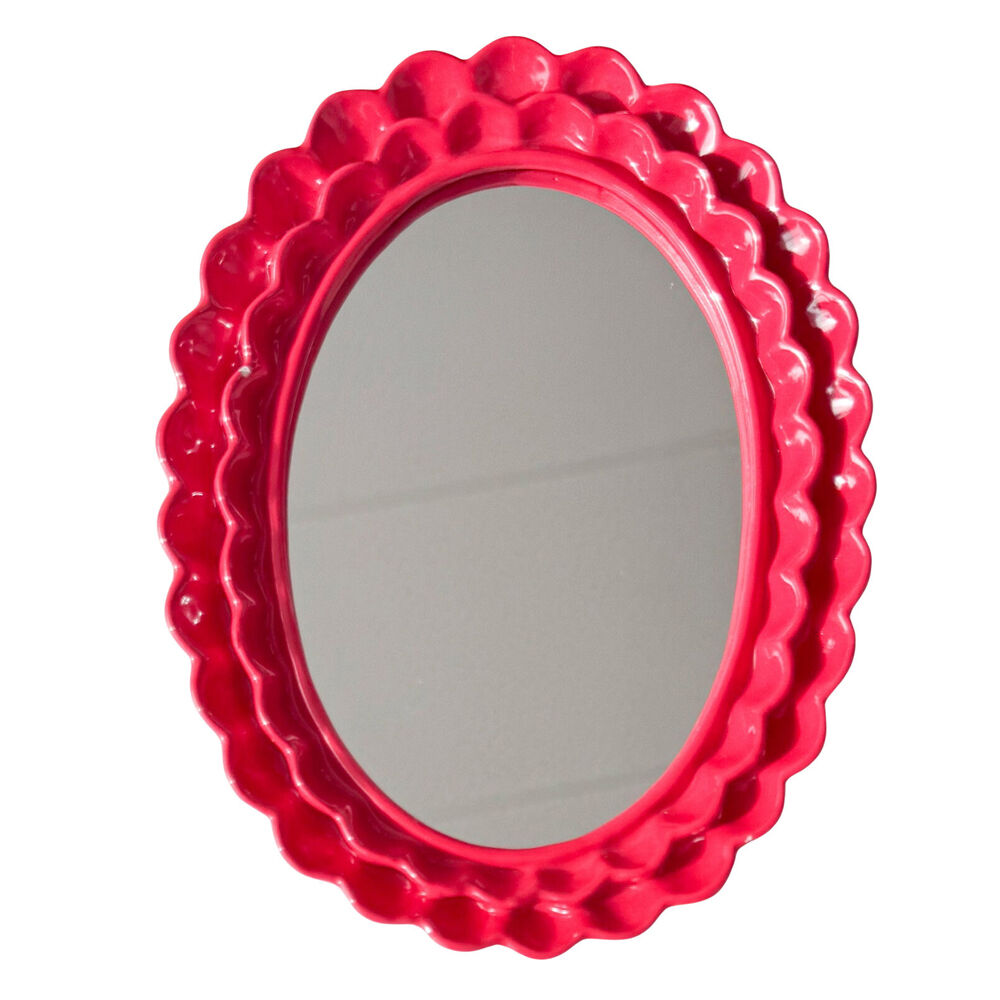 Urban 22x18cm Resin/Wood Lotti Petal Oval Mirror Frame 5x7in — Red