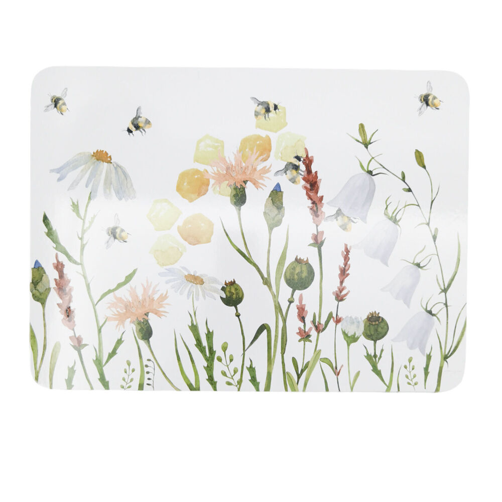 Urban Bee Meadow Cork Wooden Table Placemats 28x38cm White/Yellow (4 Pieces) — image 2