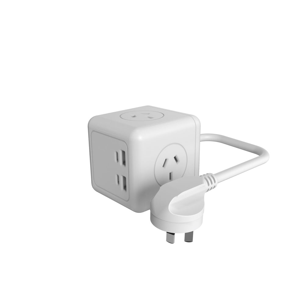 Ultracharge Power Cube 3-Socket/4-USB Port Plug AU/NZ Adapter Outlet — White