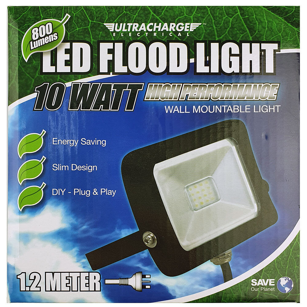 Ultracharge 10W LED Floodlight Cool White Wall Mounted Outdoor Flood Light BLK — image 2