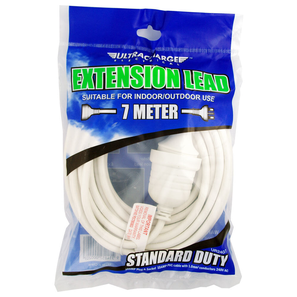 Ultracharge Extension Lead 7m Cable Cord Suitable for Indoor/Outdoor Use WHT (2 Pack) — image 2
