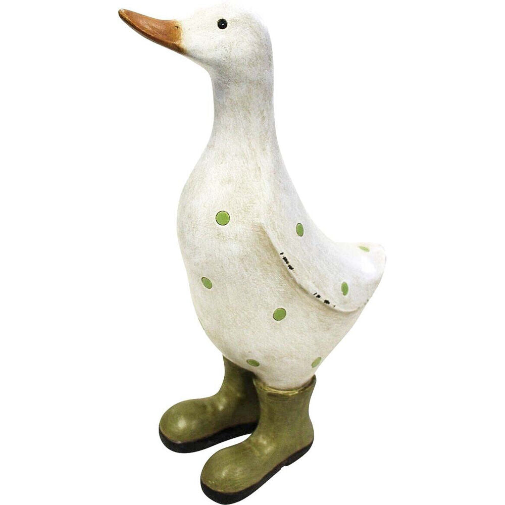 LVD 16x6.5x22cm Olive Resin Polka-Dot Duck w/ Boots Home Decoration