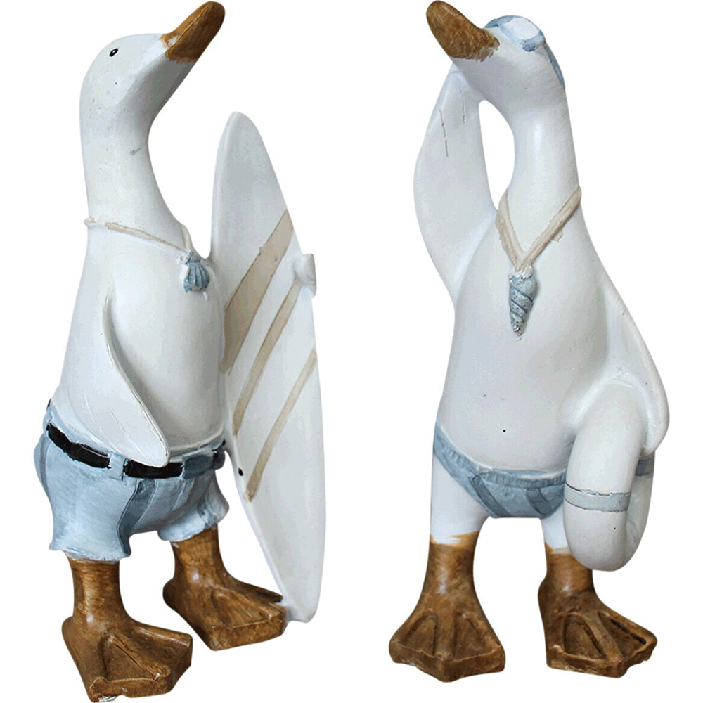 LVD Surfing Ducks Decorative Home/Office Decor Ornament Statue 8x17.5cm (2 Pieces)