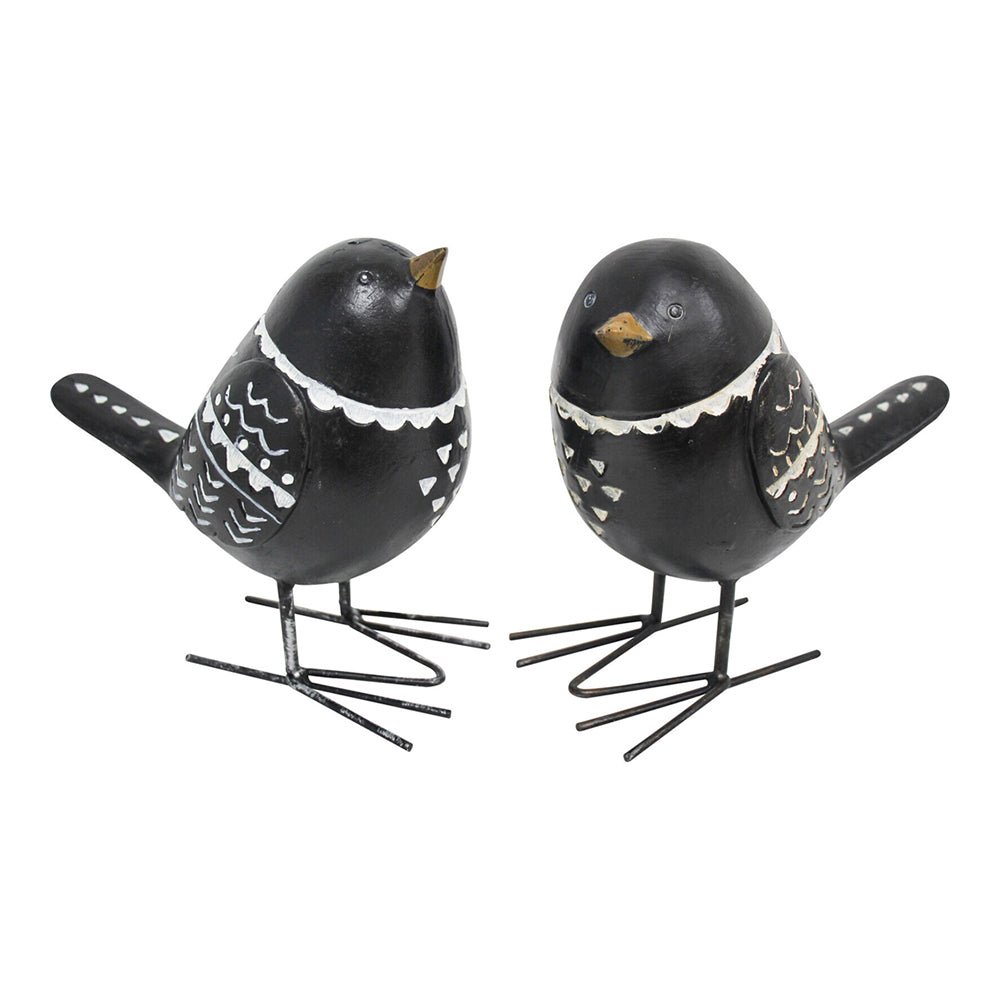 LVD Resin 18cm Blackbirds Home Decorative Statue Figurine Ornament Set Black (2 Pieces)