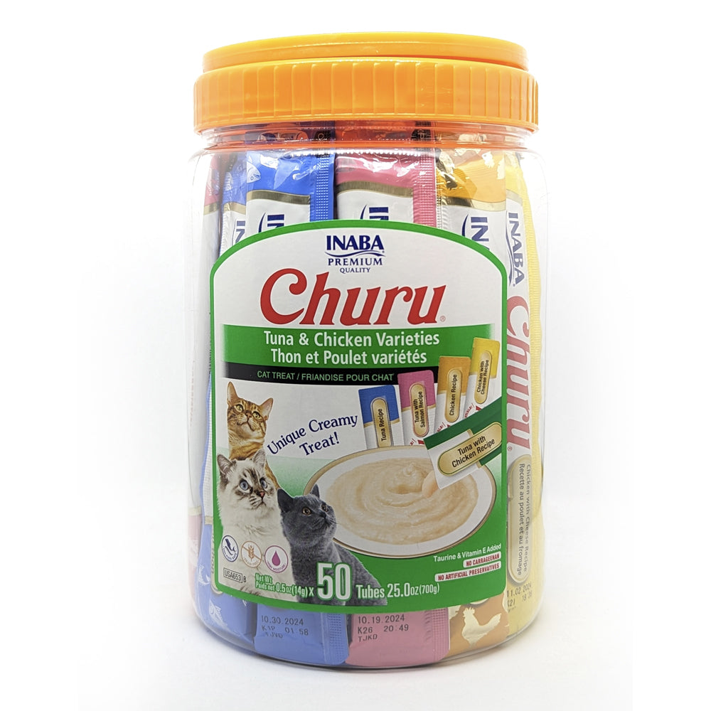 Inaba Churu Tuna And Chicken Varieties Cat Treat Tub 50pc 14g Each