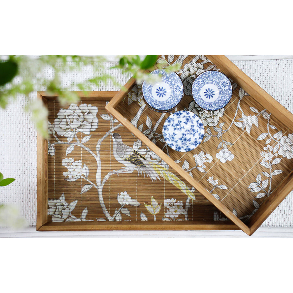 LVD Blossom 47/30.5cm Bamboo Serving Tray Storage w/ Handles Rectangle Brown (2 Pieces) — image 2