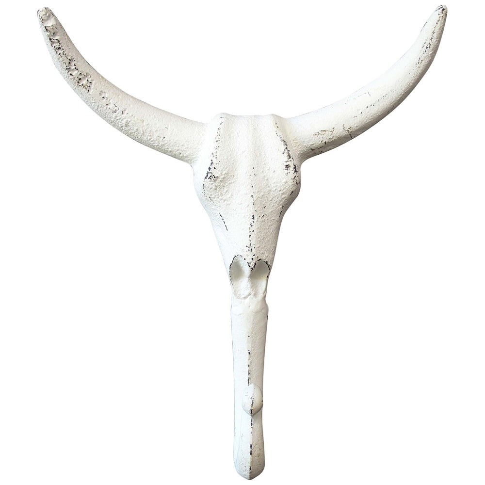LVD Metal Decorative Hook Skull Sculpture Hanging Home/Office Decor 20cm WHT