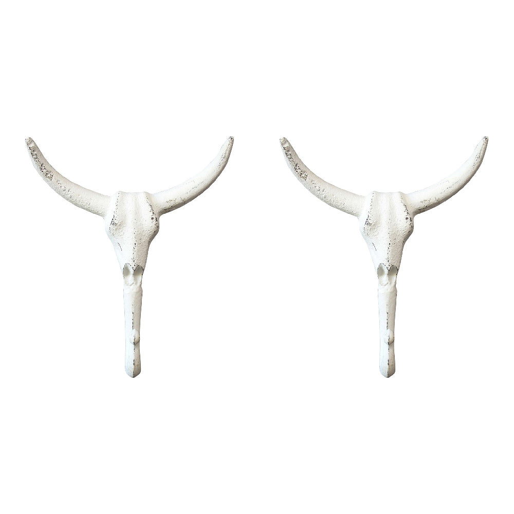 LVD Metal Decorative Hook Skull Sculpture Home/Office Decor 20cm White (2 Pack)