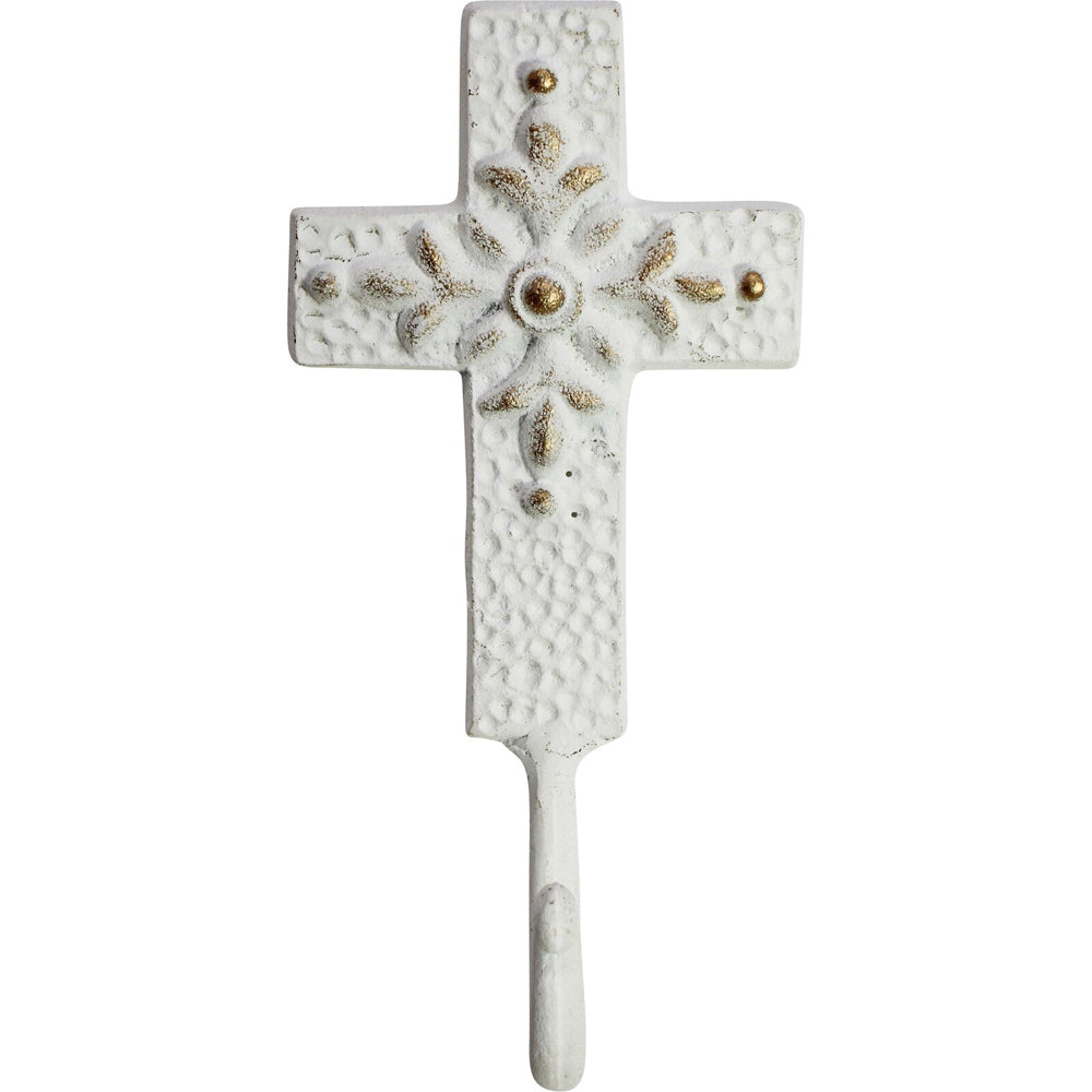 LVD Metal Hook Cross Classic Decorative Home Decor Organisation 9x18cm White (4 Pack) — image 2
