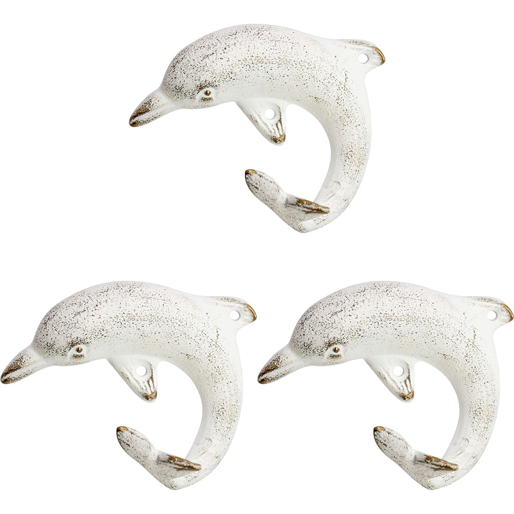 LVD Dolphin Hook White Decorative Wall Hangers Home Organisation 10x12cm (3 Pack)