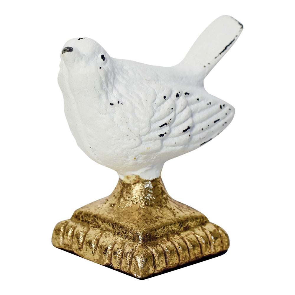 LVD Metal 10cm Vintage Bird Sculpture Ornament Garden Home Lawn Decor Figure White