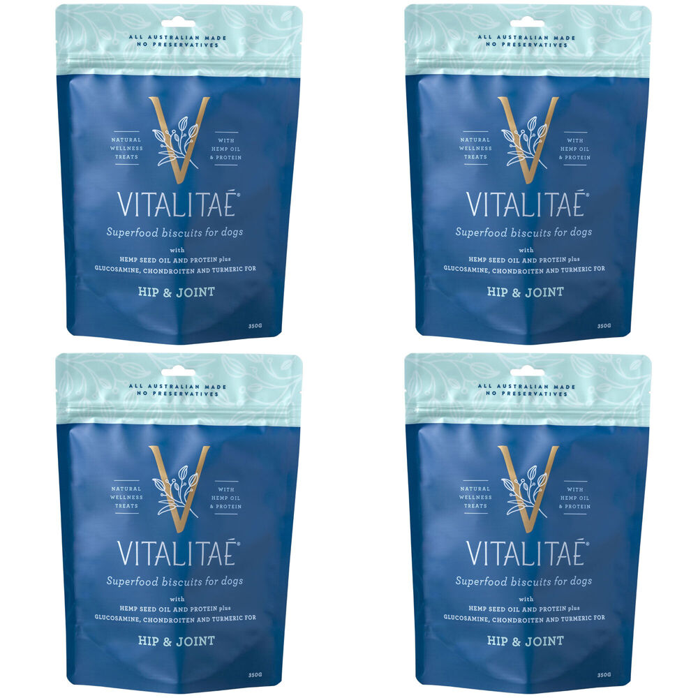 Vitalitae Dog 350g Biscuits Hip/Joint w/Hemp Oil/Protein Pet Food Treats (4 Pack)