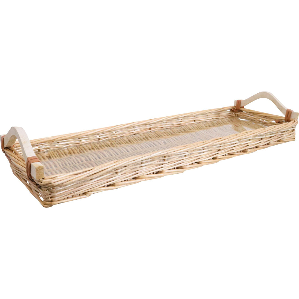 LVD Tray Charcuterie Wicker Basket w/ Handle Rect 20x60cm Willow/Glass NTRL