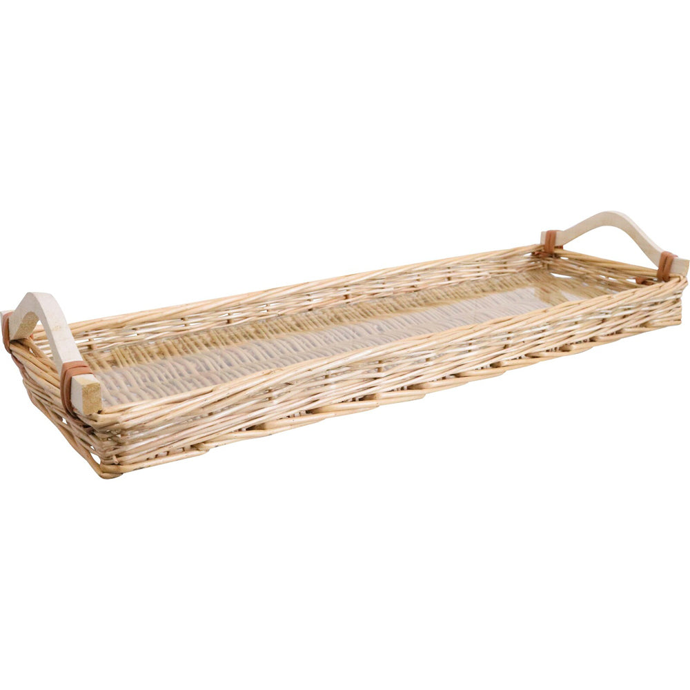 LVD Tray Charcuterie Wicker Basket w/ Handle Rect 20x60cm Willow/Glass NTRL (2 Pack) — image 2