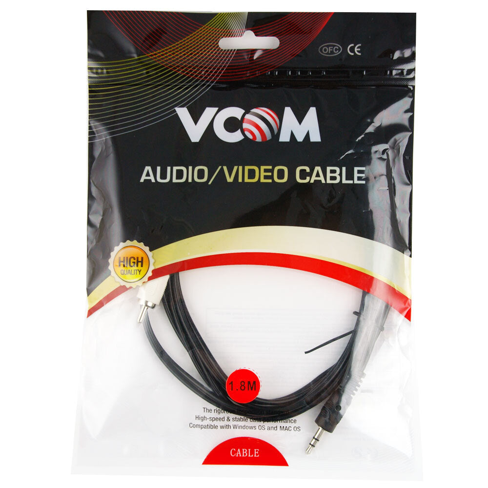 V-Com 1.8m AUX Cable 3.5mm Stereo Jack Male to 2RCA M Audio Connector Cord BK (3 Pack) — image 2