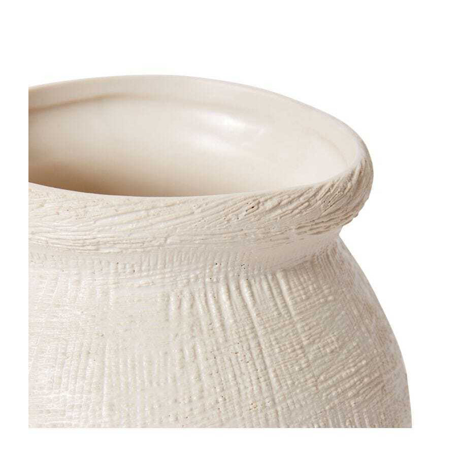 E Style 15cm Ceramic Wanda Plant/Flower Vase Tabletop Decor Hessian White — image 2