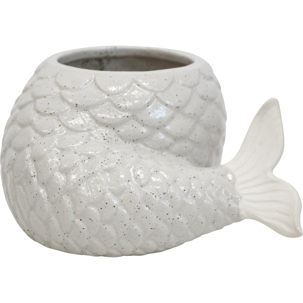 LVD Mermaid Tail Ceramic 15cm Planter Flower Pot Medium Home Garden Decor White — image 2