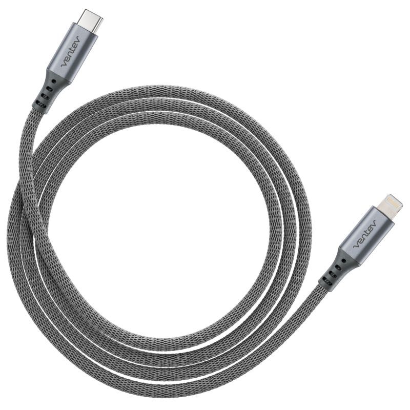Ventev Braided USB-C/MFI-Certified Lightning Car/Wall Charging Cable for iPhone — image 2
