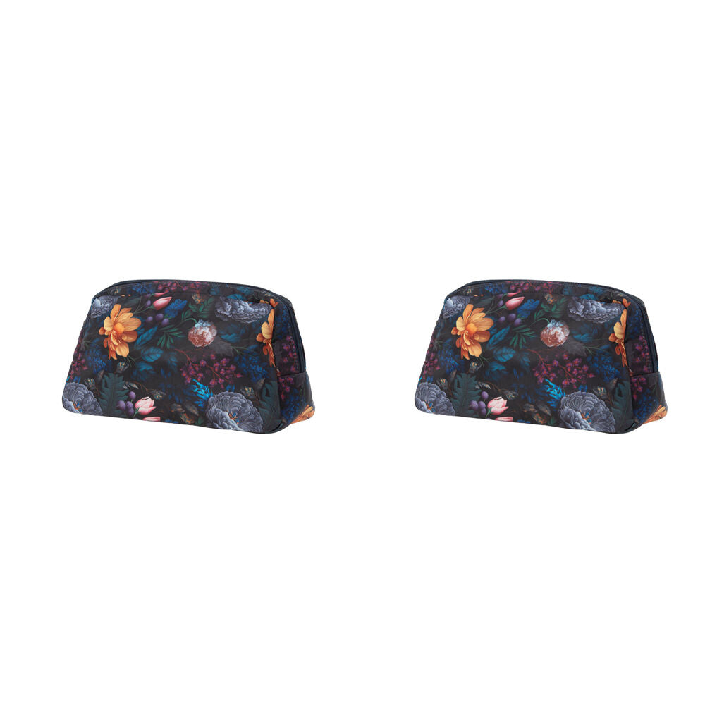 Bramble Bay Vintage Floriade Velvet Bloom Wash Cosmetic Bag Travel (2 Pack)