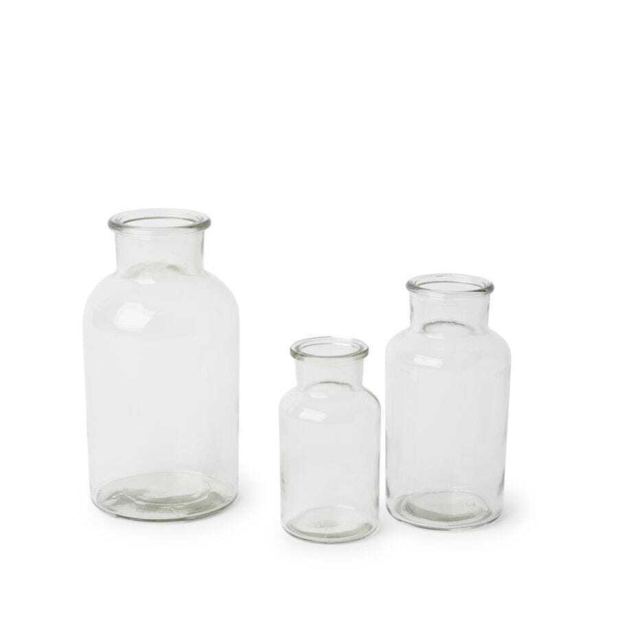E Style 14cm Glass Milk Bottle Home Decorative Flower/Foliage Vase Clear — image 2