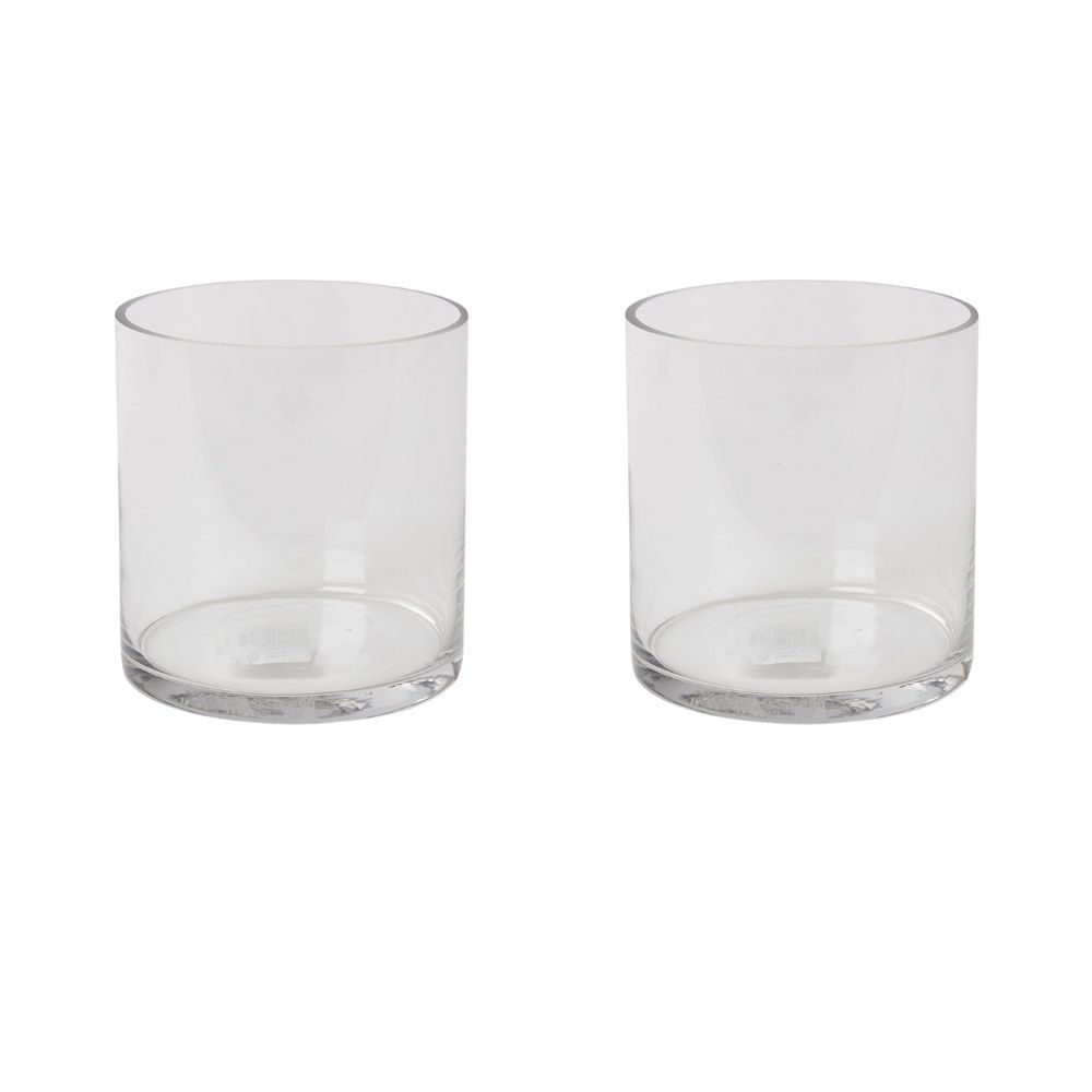 E Style Vera Vase Home Tabletop Indoor Decorative Display 15x15cm Clear (2 Pack)