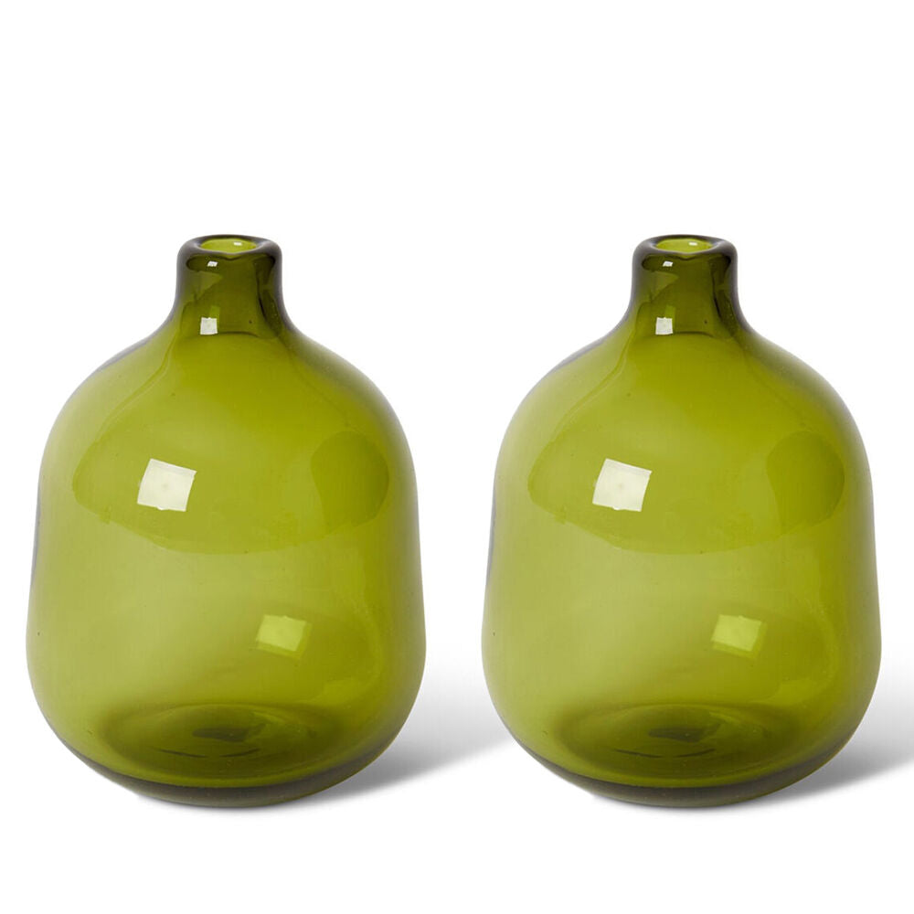 E Style Dalili Glass Decorative Bottle Flower Vase Home Decor 14cm Green (2 Pack)