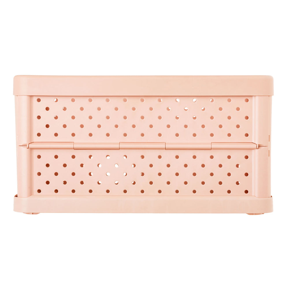 Vigar Compact 11.3L Plastic Foldable Crate Home Office Storage Basket Peach Pink — image 2