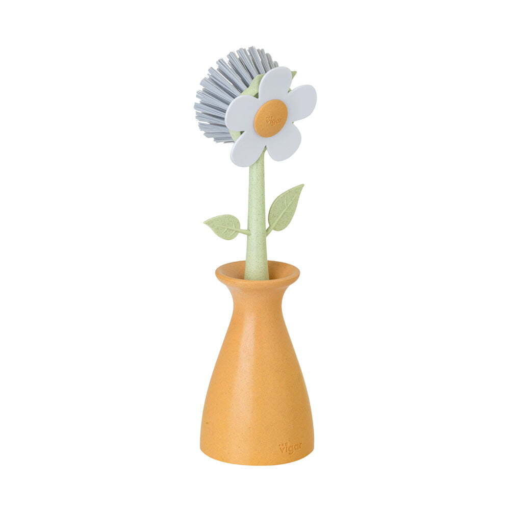 Vigar 25cm Florganic Dish Brush w/ Vase Residue Remover Cleaning Tool Orange